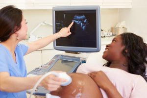 Pregnant woman Having an ultrasound Scan